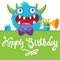 Cartoon Monster Vector Illustration. Funny Birthday Greeting Card. Birthday Theme. Pocket Monster. Monster Pipes. Noise Funny.