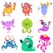 Cartoon Monsters. Vector set of cartoon monsters isolated