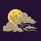 Cartoon moon with clouds nature cosmos cycle surface star astrology sphere and astronomy space lunar bright round planet