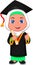 Cartoon moslem girl in graduation costume