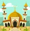 cartoon mosque building illustration in fun minimized style