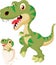 Cartoon Mother and baby dinosaur hatching