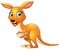 Cartoon mother kangaroo and her baby