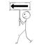 Cartoon of Motivated Businessman Walking Forward and Holding Arrow Sign