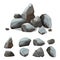 Cartoon mountain stones. Rocky big wall from gravels and boulders vector creation kit with various colored parts of