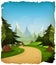 Cartoon Mountains Landscape Background