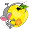 Cartoon mouse eating apple. illustration