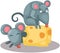 Cartoon mouse eating a piece of cheese