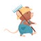 Cartoon mouse farmer. Vector illustration on white background.