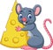 Cartoon mouse holding a big slice of cheese