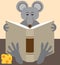 Cartoon Mouse Reading Book