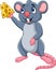 Cartoon mouse showing slice of cheese