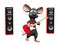 Cartoon mouse singing and playing guitar.
