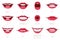 Cartoon mouth and lips expressions, articulate and sound pronunciation. Human mouths with different expressions vector