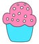 Cartoon muffin icon. Cupcake vector illustration isolated on white