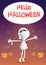 Cartoon mummy says hello halloween, vector