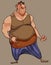 Cartoon muscular fat man with a brazen face