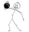 Cartoon of Muscular Man Lifting Kettlebell Weight