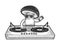 Cartoon mushroom DJ sketch vector illustration