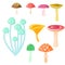 cartoon mushrooms vector on white.