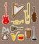 Cartoon musical instruments stickers