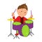 Cartoon musician kid. Vector illustration for children music