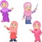 Cartoon Muslim girl collection set