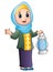 Cartoon muslim girl holding lantern