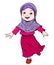 Cartoon of Muslim Girl make running -Vector Illustration