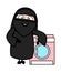 Cartoon Muslim Woman standing with washing machine