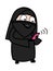 Cartoon Muslim Woman Watching Smartphone