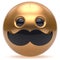 Cartoon mustache face cute emoticon ball handsome person