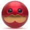 Cartoon mustache face cute emoticon ball happy stylish icon