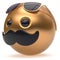 Cartoon mustache face emoticon ball handsome person gold