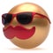 Cartoon mustache face emoticon ball happy joy person golden