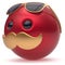 Cartoon mustache face emoticon ball happy joyful person red