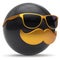 Cartoon mustache face emoticon ball stylish character black