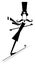 Cartoon mustache man a ski jumper isolated illustration