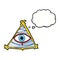 cartoon mystic eye symbol with thought bubble
