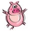 Cartoon naif baby pig in a naif childish drawing style