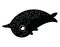 Cartoon narwhal. Cute fish unicorn. Fish with a horn. Children`s illustration of a whale. Black and white drawing of