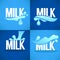 cartoon natural milk splash lettering composition for your logo, label, emblem