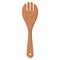 Cartoon nature wooden kitchenware utensil salad fork spatula with wood grain texture