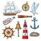 Cartoon nautical elements, vector illustration