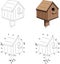 Cartoon nesting box. Coloring book and dot to dot game for kids