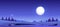 Cartoon night nature landscape full moon shining