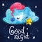 Cartoon night scene with cute cloud and star