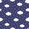 Cartoon of night sky with stars and clouds. Cute seamless pattern.