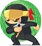 Cartoon of Ninja Holding Shuriken