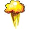 Cartoon nuclear mushroom cloud isolated vector icon